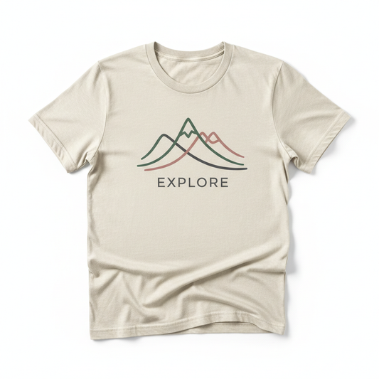 Classic Unisex Graphic Tee flat lay on white background
